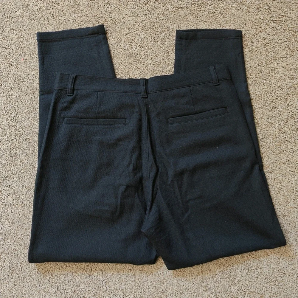 COS Mens Black Pleated Tapered Wool Trousers Pants 32R Textured Mid-Weight